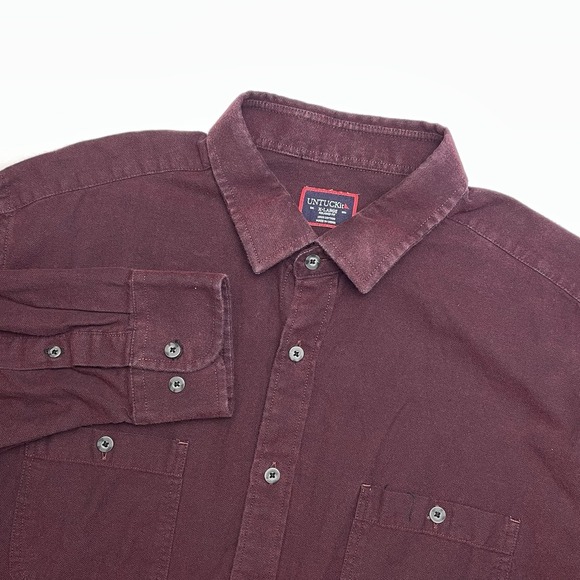 UNTUCKit Other - UNTUCKit Hemsworth Shirt Men XL Relaxed Fit Long Sleeve Maroon Button Up Flannel